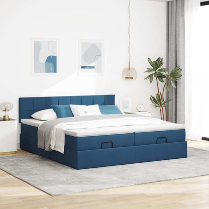 vidaXL Ottoman-Bett mit Matratzen Blau 180x200 cm Stoff