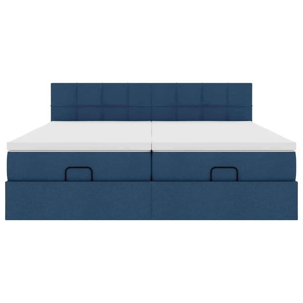 vidaXL Ottoman-Bett mit Matratzen Blau 180x200 cm Stoff