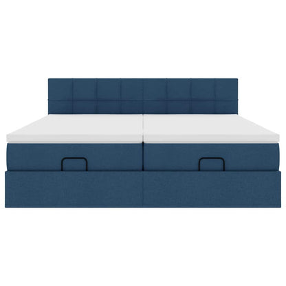 vidaXL Ottoman-Bett mit Matratzen Blau 180x200 cm Stoff