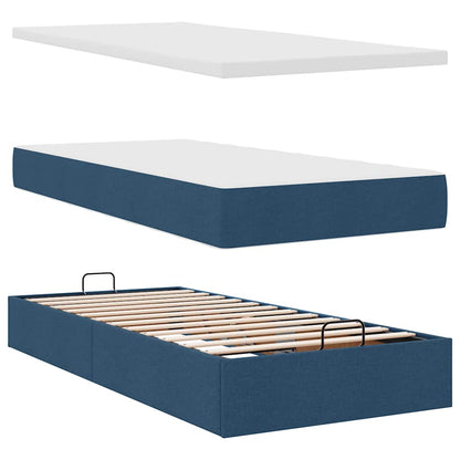 vidaXL Ottoman-Bett mit Matratzen Blau 180x200 cm Stoff