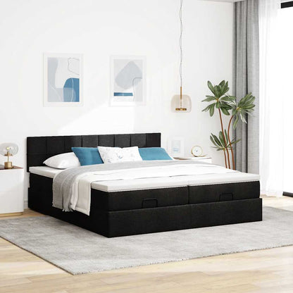 vidaXL Ottoman-Bett mit Matratzen Schwarz 200x200 cm Stoff