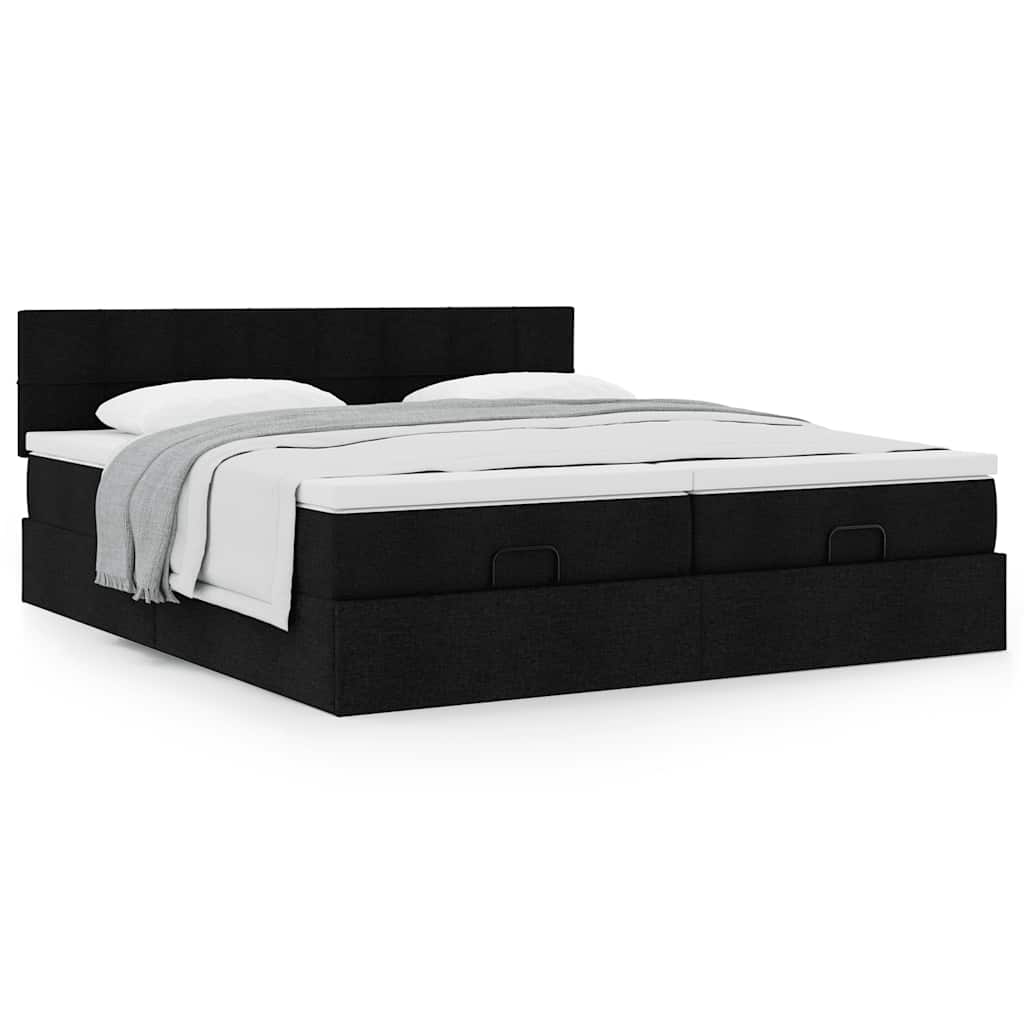 vidaXL Ottoman-Bett mit Matratzen Schwarz 200x200 cm Stoff