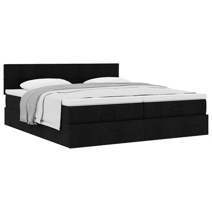vidaXL Ottoman-Bett mit Matratzen Schwarz 200x200 cm Stoff