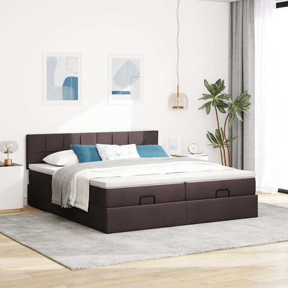 vidaXL Ottoman-Bett mit Matratzen Dunkelbraun 200x200 cm Stoff