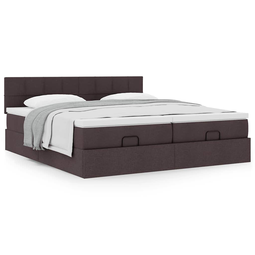 vidaXL Ottoman-Bett mit Matratzen Dunkelbraun 200x200 cm Stoff