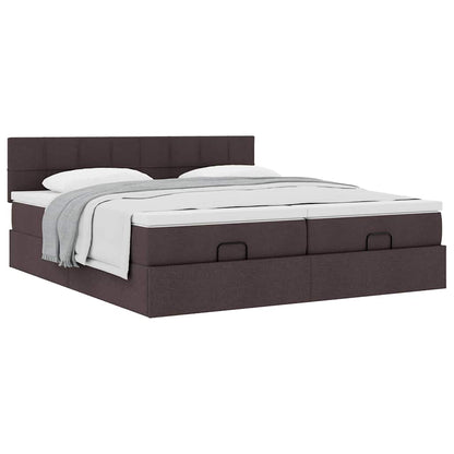 vidaXL Ottoman-Bett mit Matratzen Dunkelbraun 200x200 cm Stoff