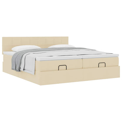 vidaXL Lit ottoman avec matelas Crème 200x200 cm Tissu