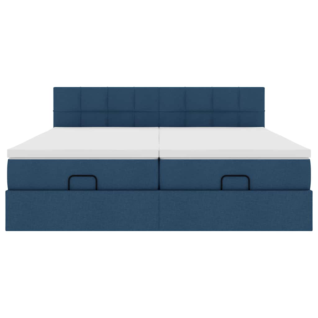 vidaXL Ottoman-Bett mit Matratzen Blau 200x200 cm Stoff