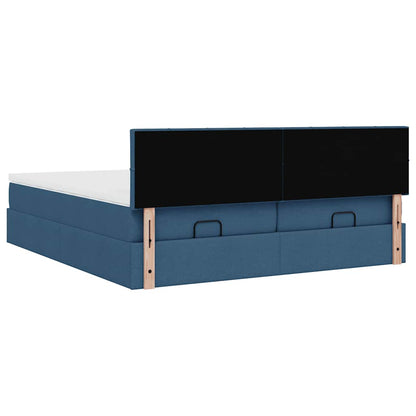 vidaXL Ottoman-Bett mit Matratzen Blau 200x200 cm Stoff