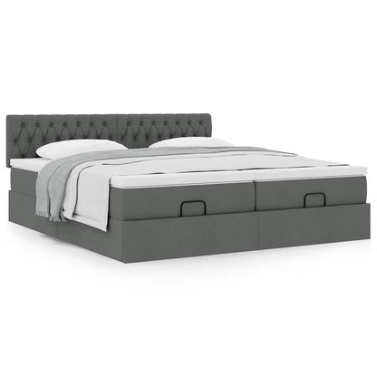 vidaXL Ottoman-Bett mit Matratzen Dunkelgrau 160x200 cm Stoff
