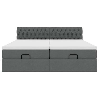 Ottoman-Bett mit Matratzen Dunkelgrau 160x200 cm Stoff