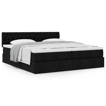 vidaXL Ottoman-Bett mit Matratzen Schwarz 160x200 cm Stoff