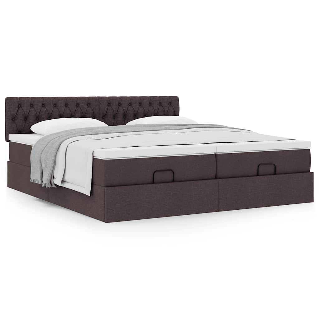 vidaXL Ottoman-Bett mit Matratzen Dunkelbraun 160x200 cm Stoff
