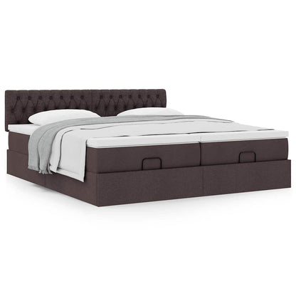 vidaXL Ottoman-Bett mit Matratzen Dunkelbraun 160x200 cm Stoff