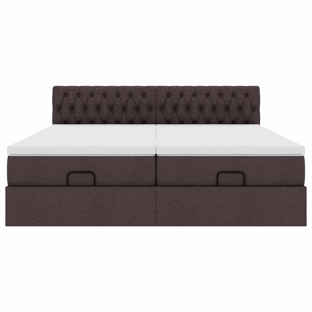 Ottoman-Bett mit Matratzen Dunkelbraun 160x200 cm Stoff