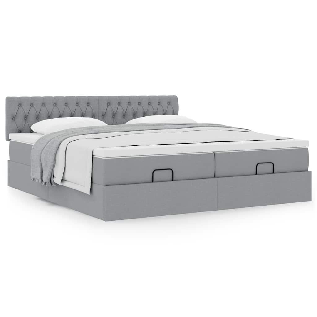 vidaXL Lit ottoman avec matelas Gris clair 180x200 cm Tissu