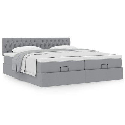 vidaXL Lit ottoman avec matelas Gris clair 180x200 cm Tissu