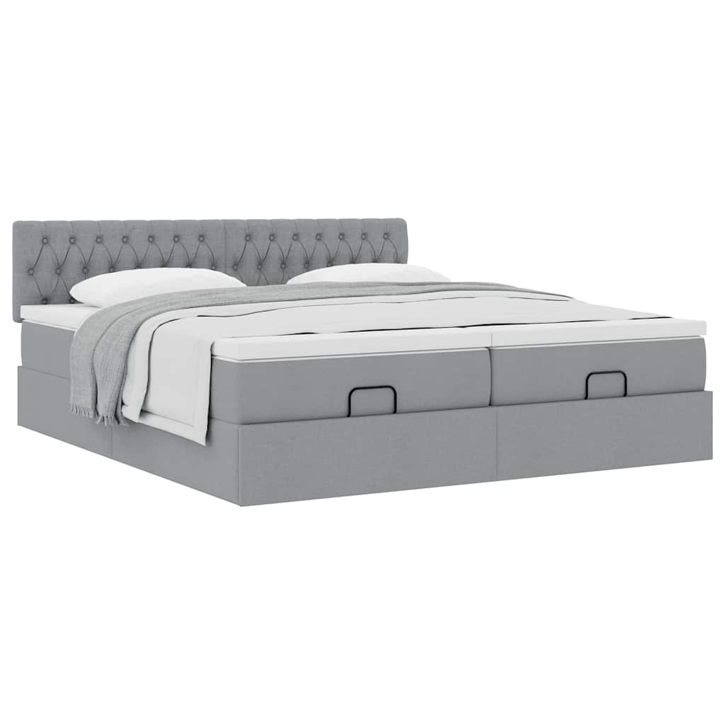 vidaXL Lit ottoman avec matelas Gris clair 180x200 cm Tissu