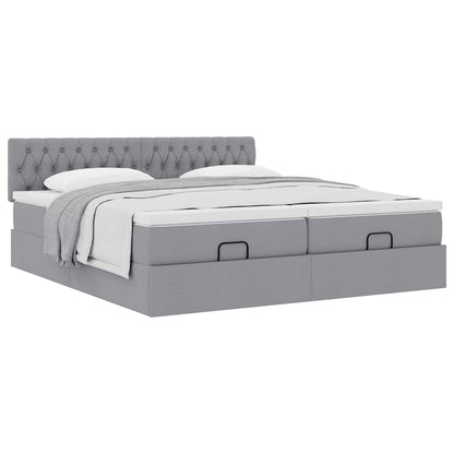 vidaXL Lit ottoman avec matelas Gris clair 180x200 cm Tissu
