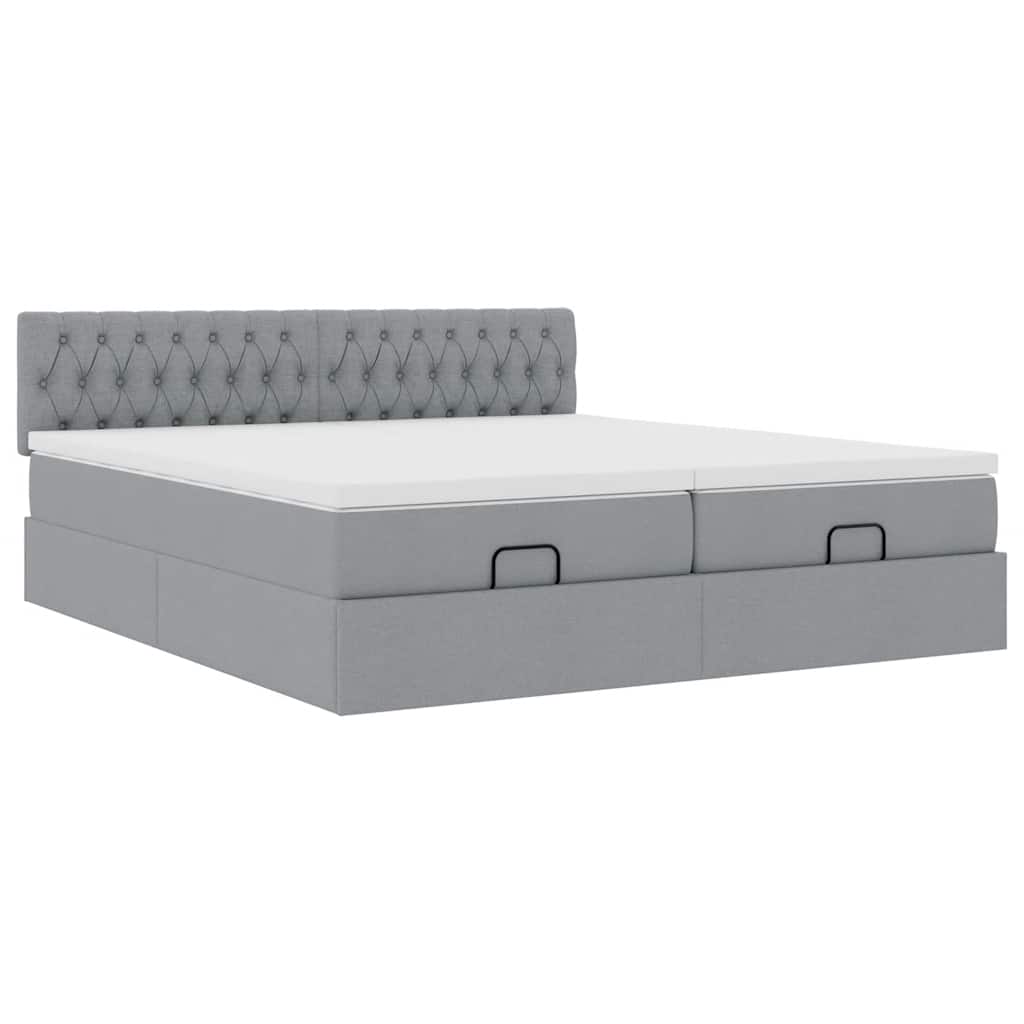 vidaXL Lit ottoman avec matelas Gris clair 180x200 cm Tissu