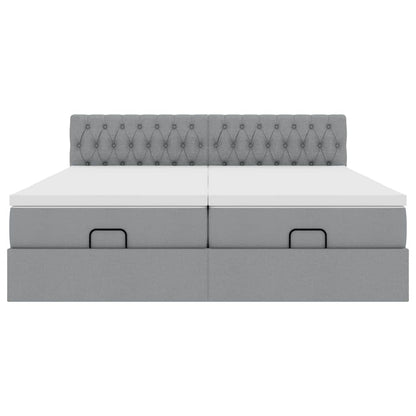 vidaXL Lit ottoman avec matelas Gris clair 180x200 cm Tissu