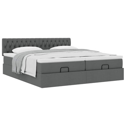 vidaXL Ottoman-Bett mit Matratzen Dunkelgrau 180x200 cm Stoff