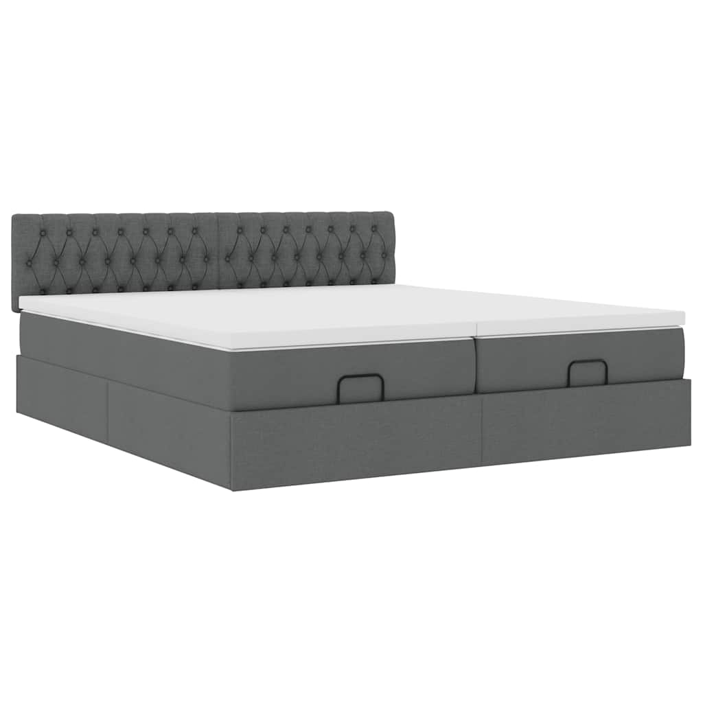 vidaXL Ottoman-Bett mit Matratzen Dunkelgrau 180x200 cm Stoff