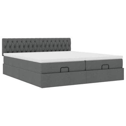 vidaXL Ottoman-Bett mit Matratzen Dunkelgrau 180x200 cm Stoff