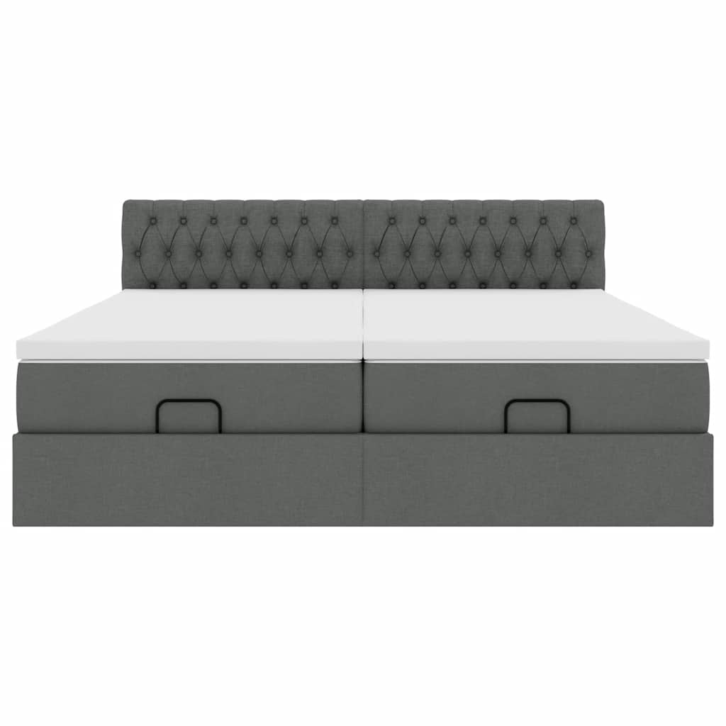 vidaXL Ottoman-Bett mit Matratzen Dunkelgrau 180x200 cm Stoff