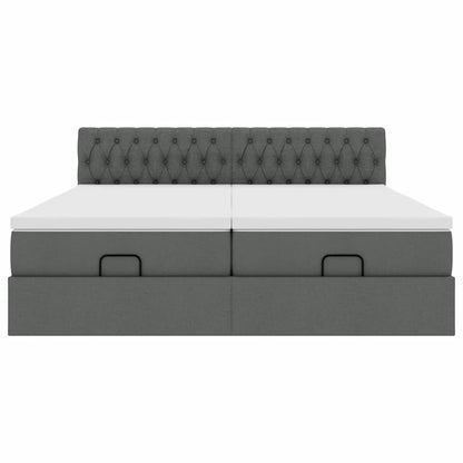 vidaXL Ottoman-Bett mit Matratzen Dunkelgrau 180x200 cm Stoff