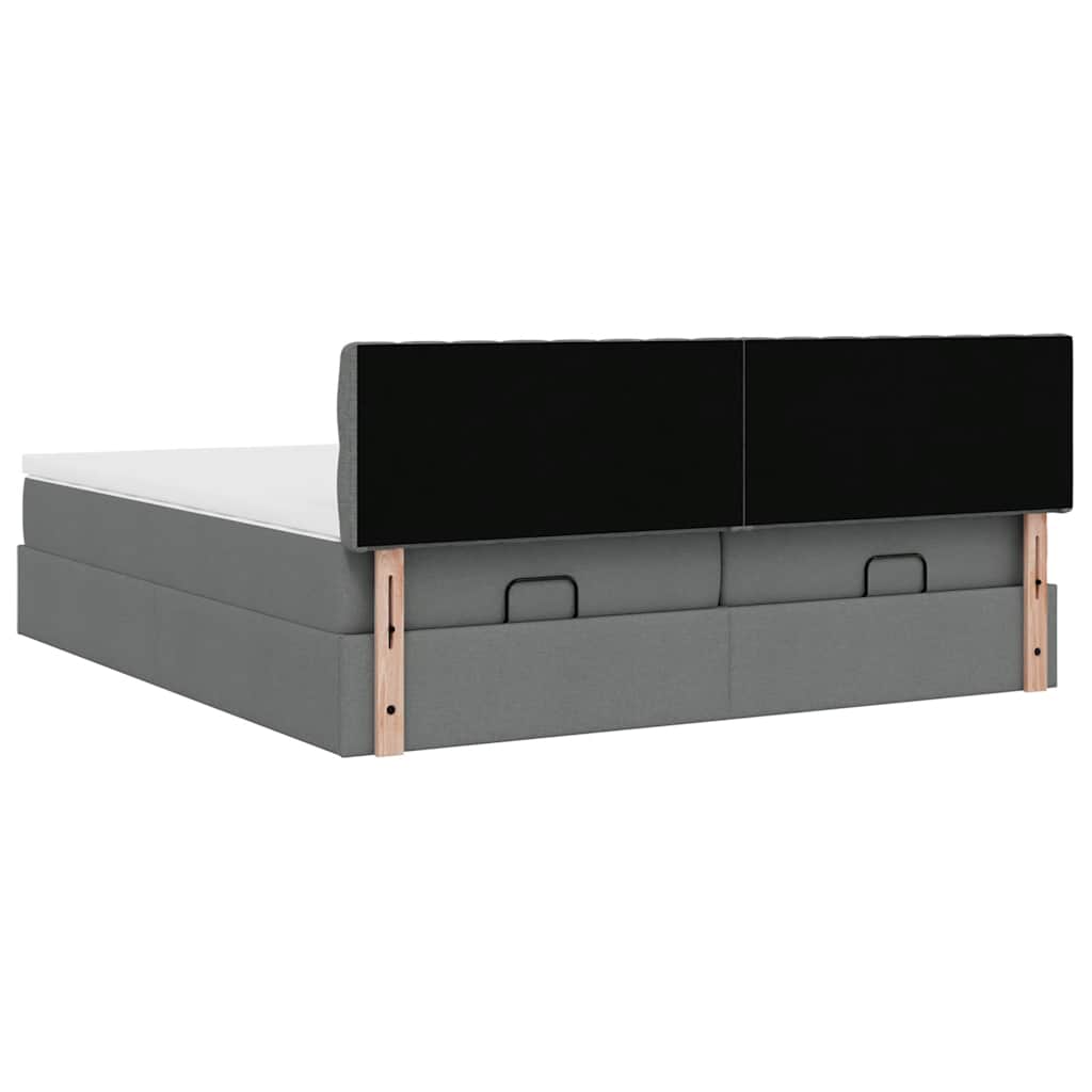 vidaXL Ottoman-Bett mit Matratzen Dunkelgrau 180x200 cm Stoff