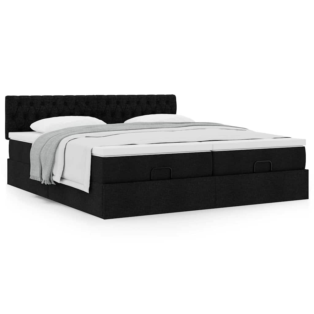 vidaXL Ottoman-Bett mit Matratzen Schwarz 180x200 cm Stoff