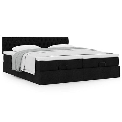 vidaXL Ottoman-Bett mit Matratzen Schwarz 180x200 cm Stoff