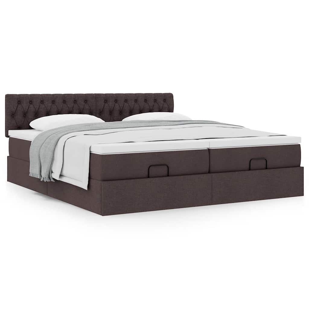 vidaXL Ottoman-Bett mit Matratzen Dunkelbraun 180x200 cm Stoff