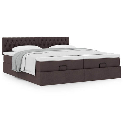 vidaXL Ottoman-Bett mit Matratzen Dunkelbraun 180x200 cm Stoff