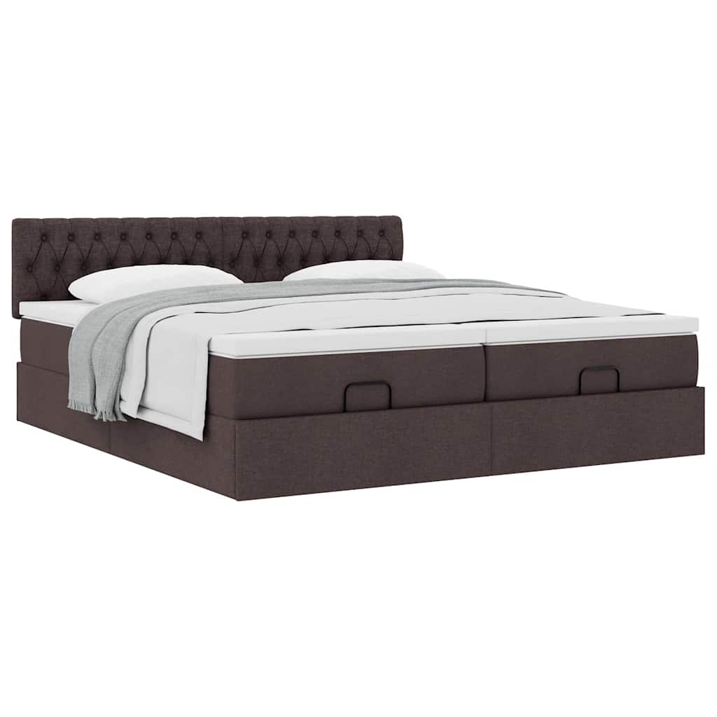 vidaXL Ottoman-Bett mit Matratzen Dunkelbraun 180x200 cm Stoff