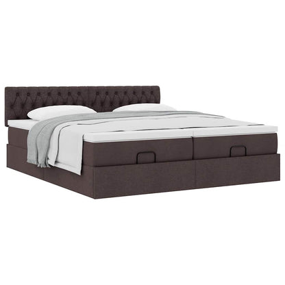vidaXL Ottoman-Bett mit Matratzen Dunkelbraun 180x200 cm Stoff
