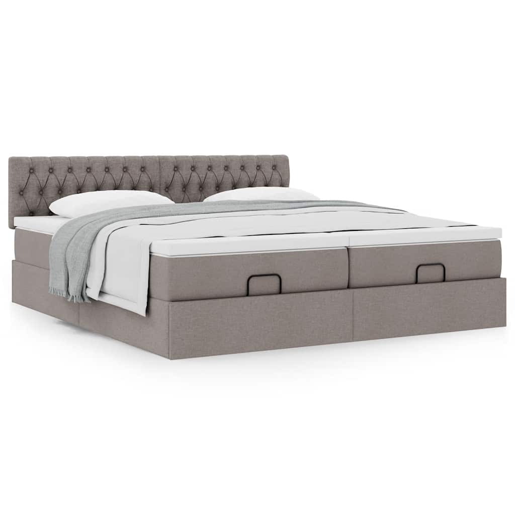 vidaXL Ottoman-Bett mit Matratzen Taupe 180x200 cm Stoff