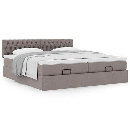 vidaXL Ottoman-Bett mit Matratzen Taupe 180x200 cm Stoff
