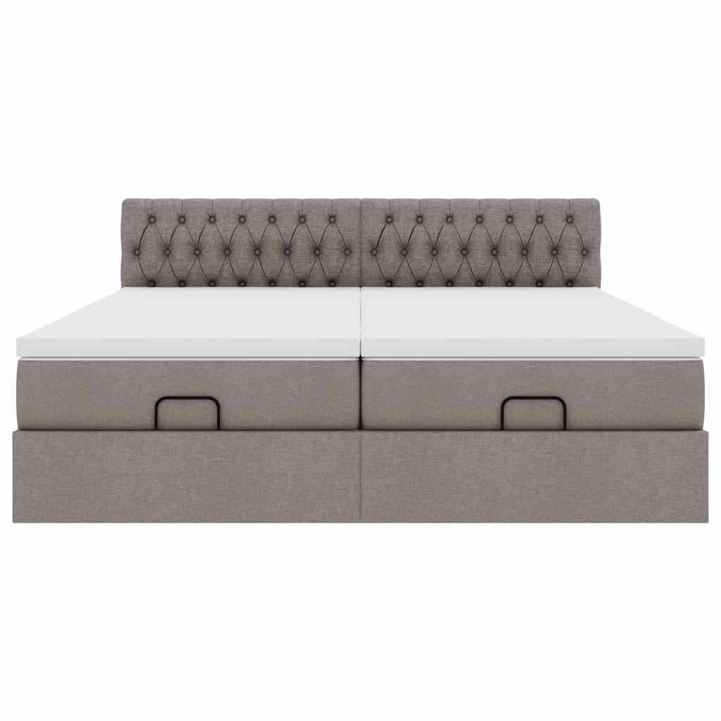 vidaXL Ottoman-Bett mit Matratzen Taupe 180x200 cm Stoff