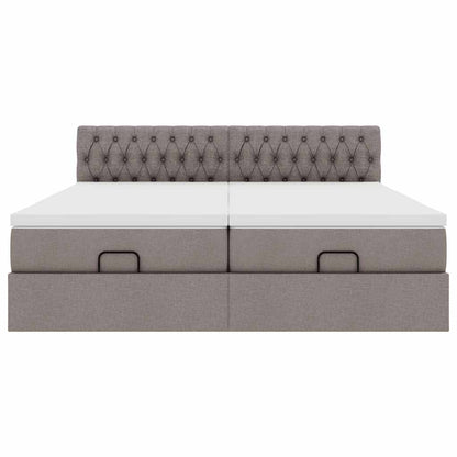 vidaXL Ottoman-Bett mit Matratzen Taupe 180x200 cm Stoff