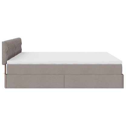 vidaXL Ottoman-Bett mit Matratzen Taupe 180x200 cm Stoff
