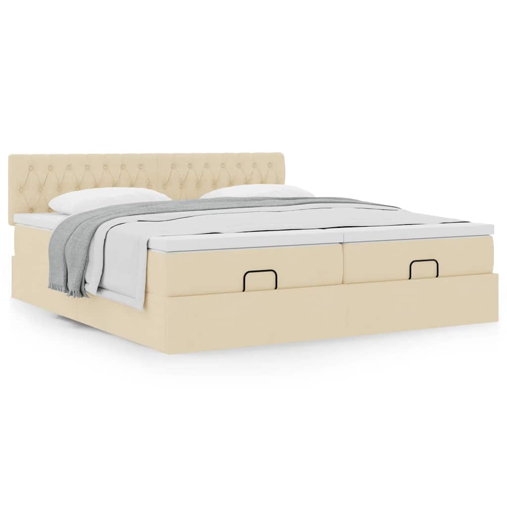 vidaXL Lit ottoman avec matelas Crème 180x200 cm Tissu