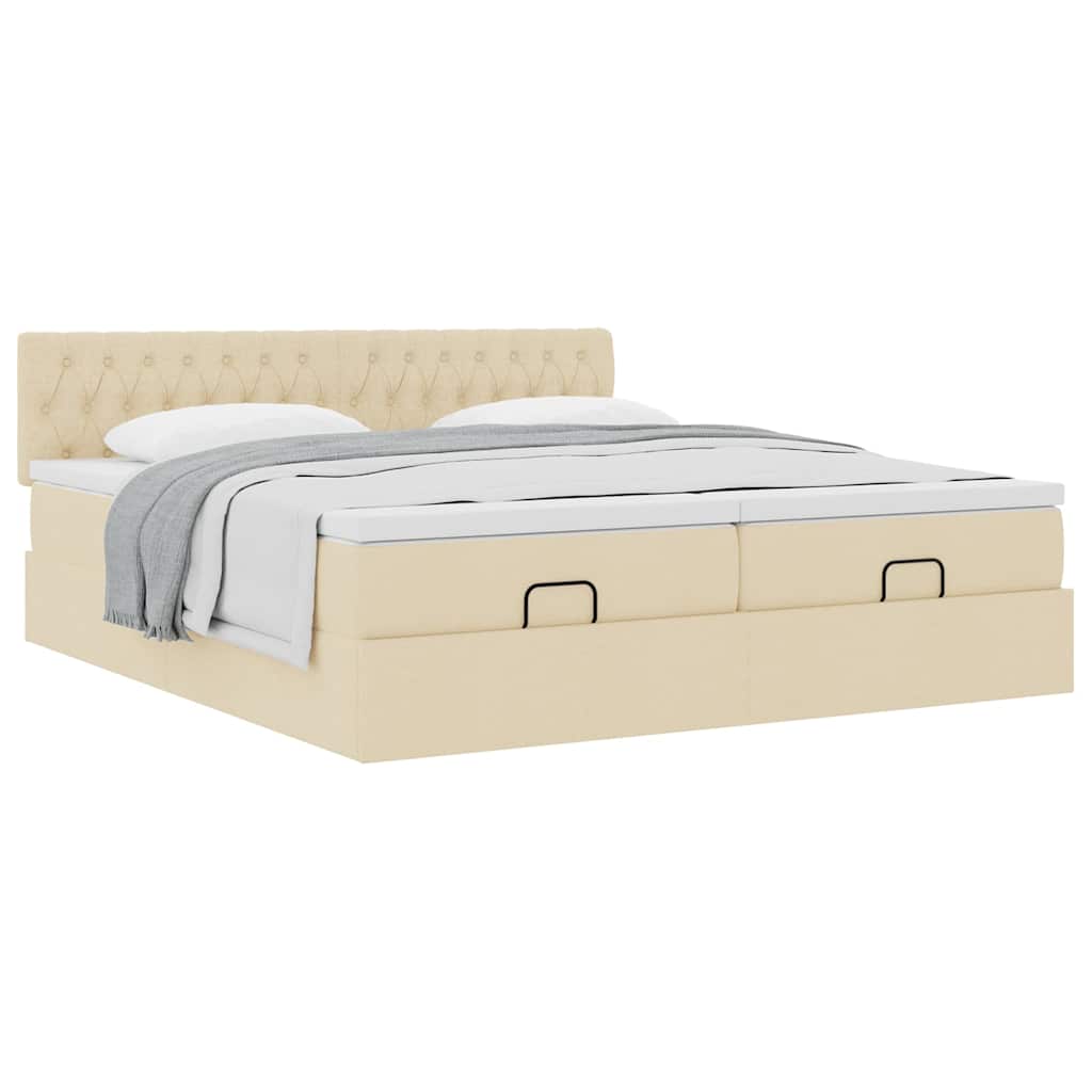 vidaXL Lit ottoman avec matelas Crème 180x200 cm Tissu