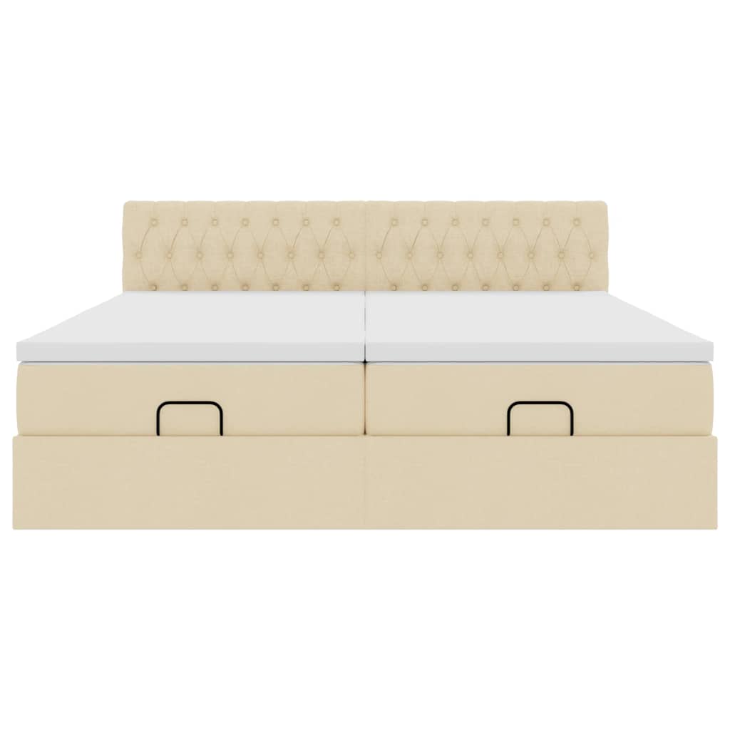 vidaXL Lit ottoman avec matelas Crème 180x200 cm Tissu