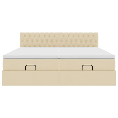 vidaXL Lit ottoman avec matelas Crème 180x200 cm Tissu