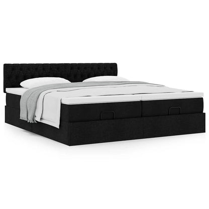 vidaXL Ottoman-Bett mit Matratzen Schwarz 200x200 cm Stoff