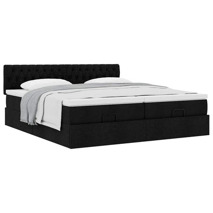 vidaXL Ottoman-Bett mit Matratzen Schwarz 200x200 cm Stoff