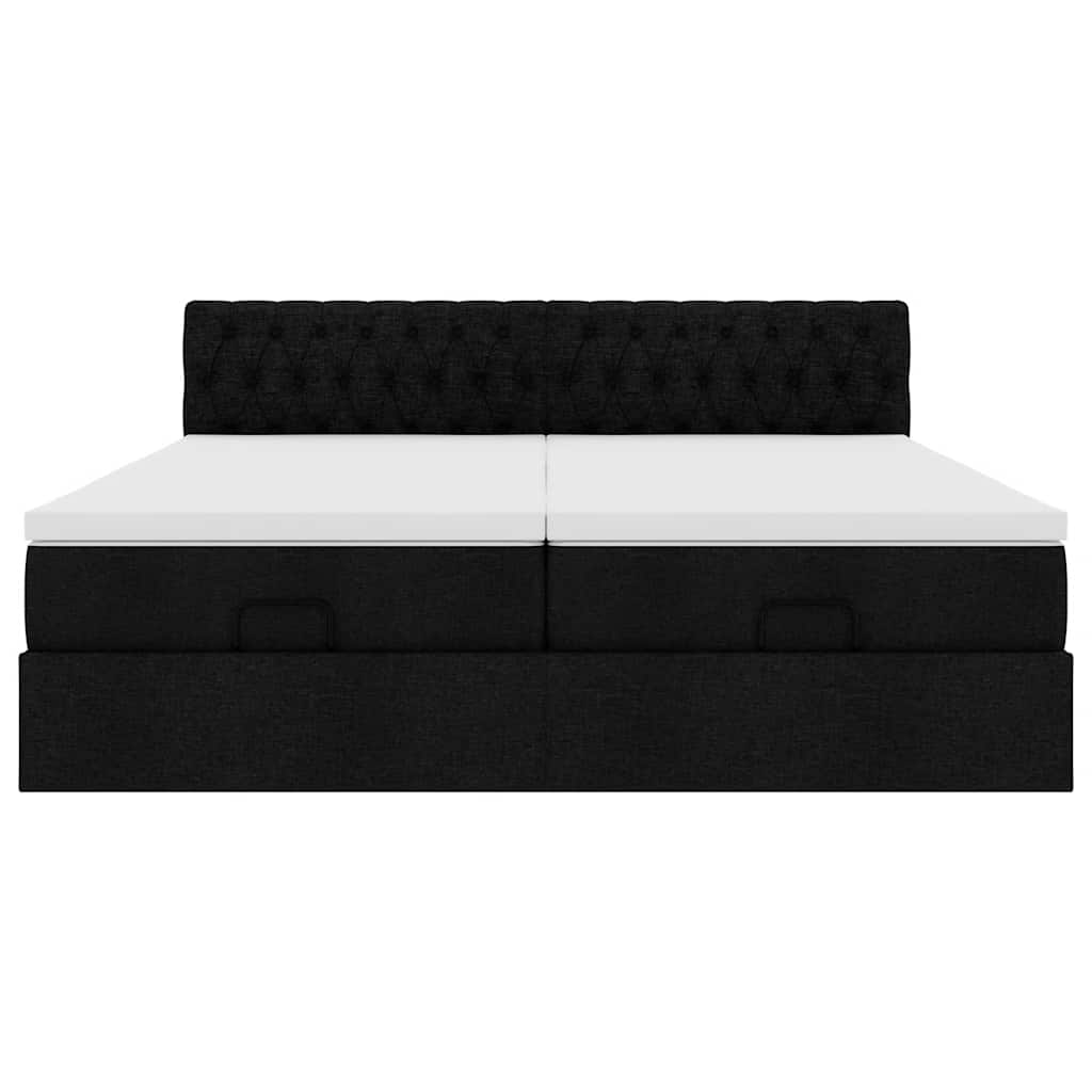 vidaXL Ottoman-Bett mit Matratzen Schwarz 200x200 cm Stoff