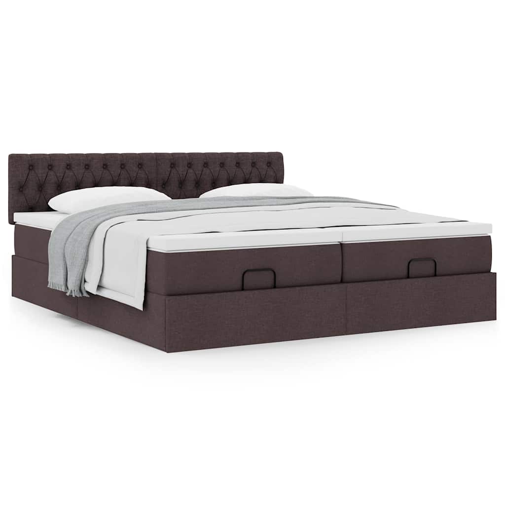 vidaXL Ottoman-Bett mit Matratzen Dunkelbraun 200x200 cm Stoff